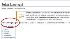 Wikipédia bloqueia edições nas páginas de Lopetegui e Jesus