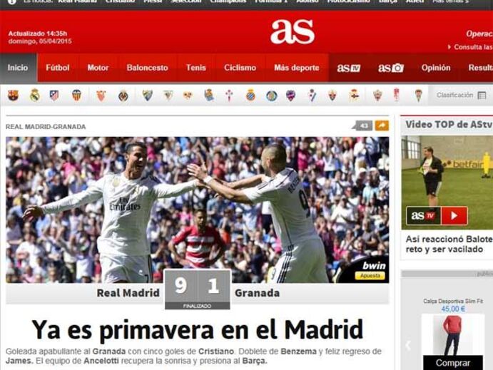 Ronaldo rei nos site com 'manita' ao Granada