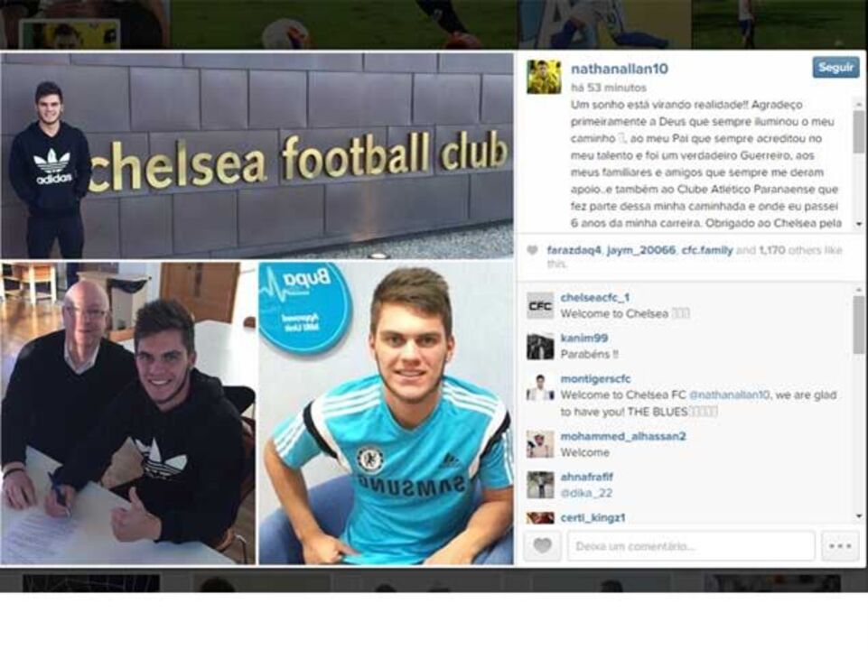 Nathan apresenta-se como jogador do Chelsea
