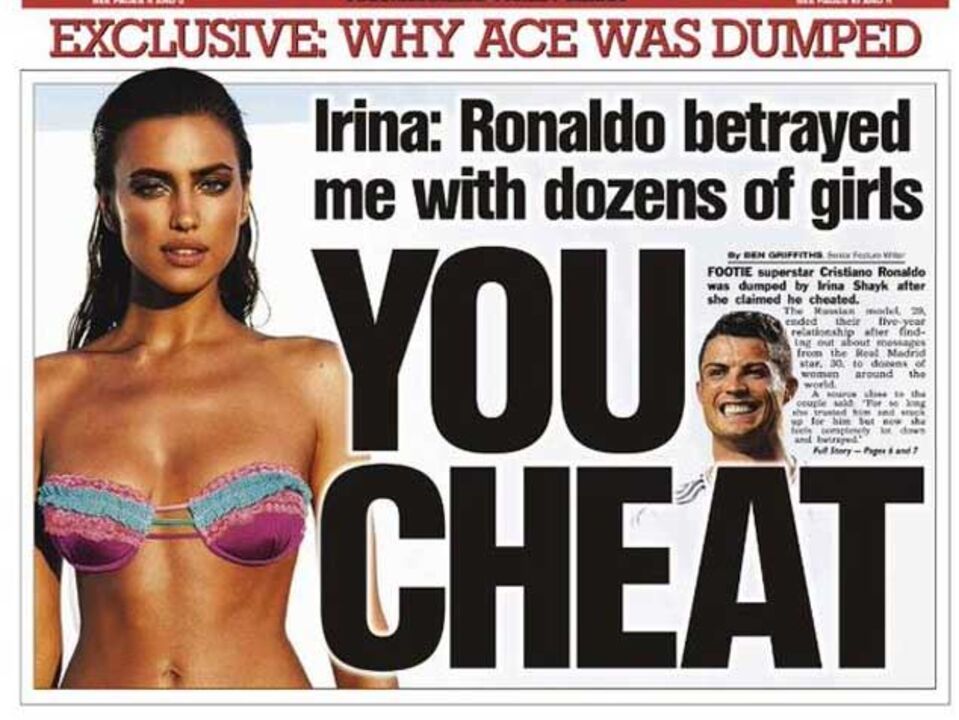 "The Sun" revela que Ronaldo traiu Irina com "dúzias de mulheres"