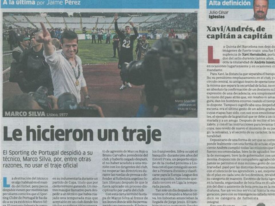 Fato oficial de Marco Silva com honras na imprensa espanhola