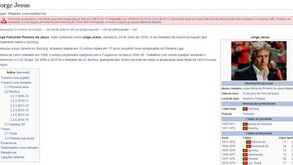 Página de Jorge Jesus na Wikipédia alvo de 