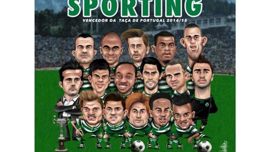 Plantel do Sporting em caricatura amanhã no Record