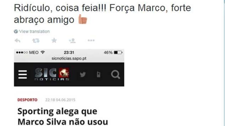 Boa Morte: «Ridículo, coisa feia! Força Marco»