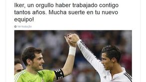 Ronaldo: «Iker, muita sorte na tua nova equipa»