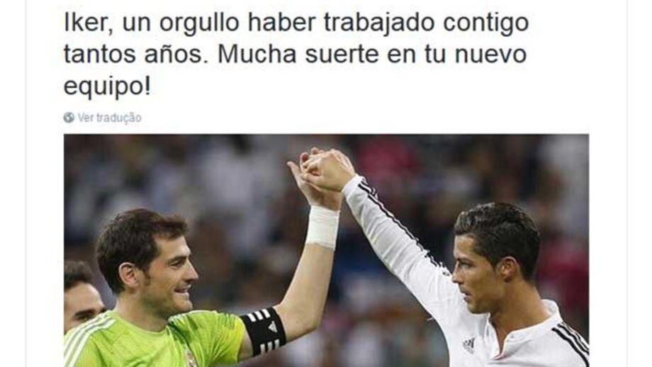 Ronaldo: «Iker, muita sorte na tua nova equipa»