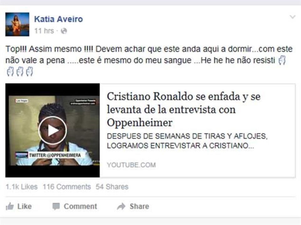 Katia Aveiro: «Devem achar que Ronaldo anda aqui a dormir»