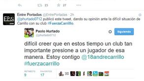 Colegas de seleção criam hashtag de apoio a Carrillo