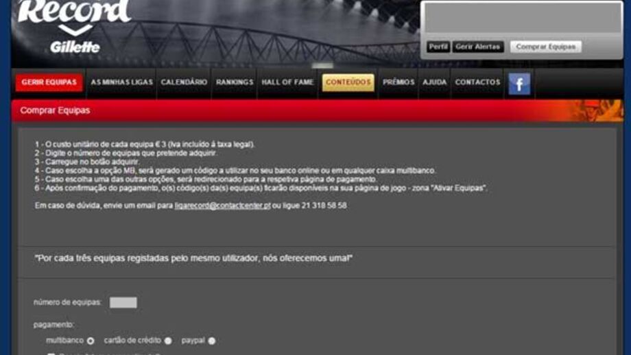 Equipas online já estão à venda
