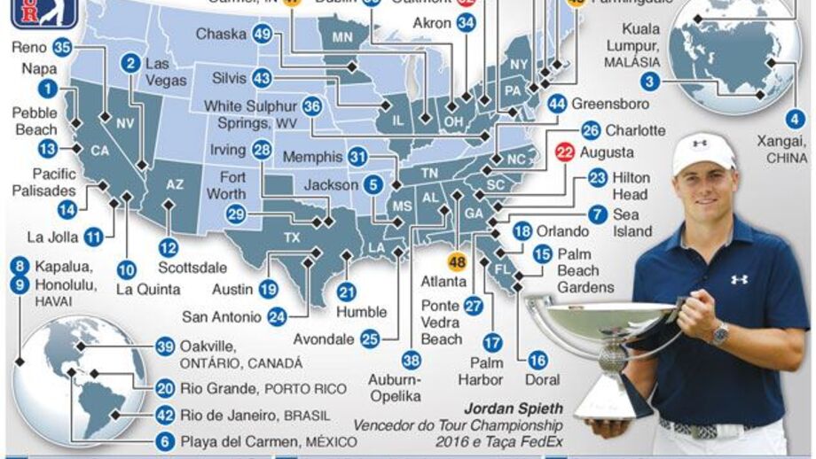 Golfe: O calendário do PGA Tour 2015/16