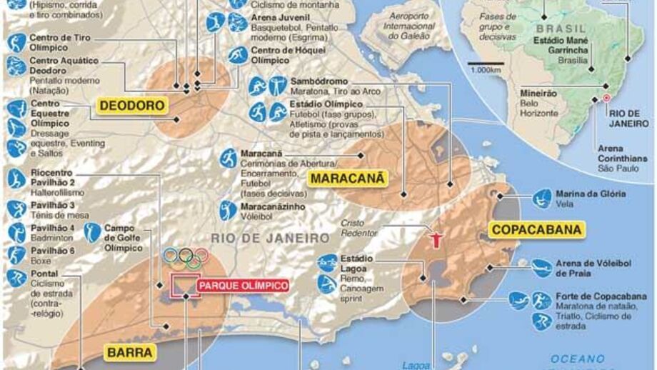 Os palcos dos Jogos Olímpicos de 2016