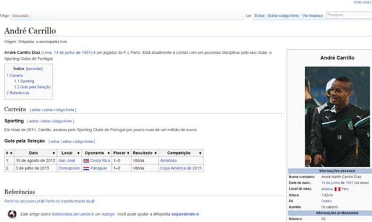 Perfil de Carrillo na Wikipédia foi sabotado