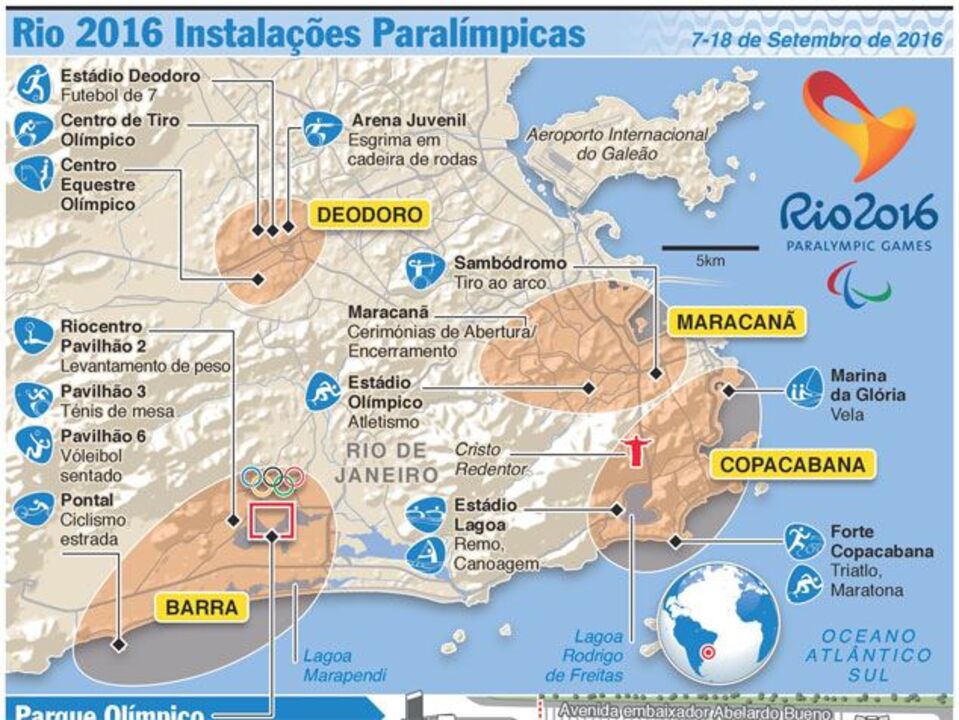 As sedes dos Jogos Paralímpicos'2016