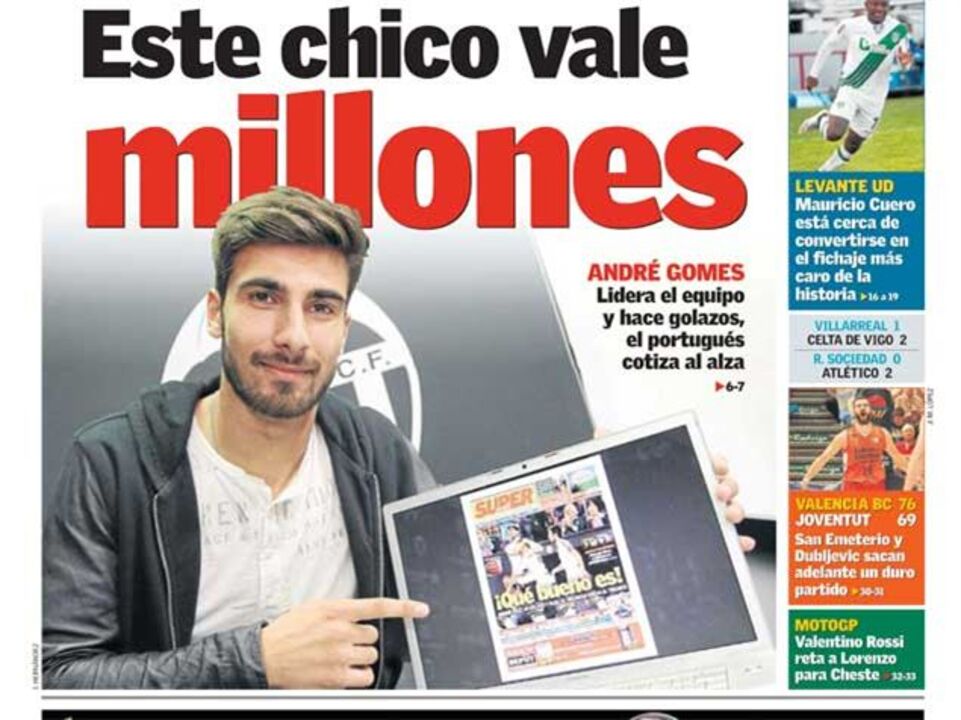 Imprensa valenciana rendida a André Gomes
