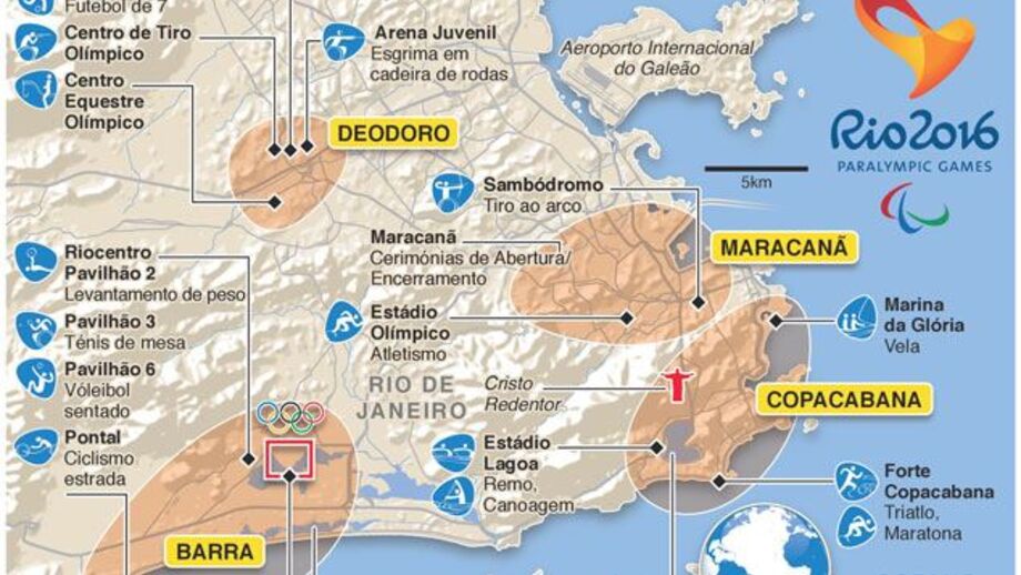 As sedes dos Jogos Paralímpicos'2016