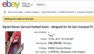 Chuteiras de Gerrard vendidas por 57 mil euros no eBay