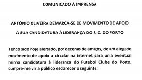 O comunicado de António Oliveira