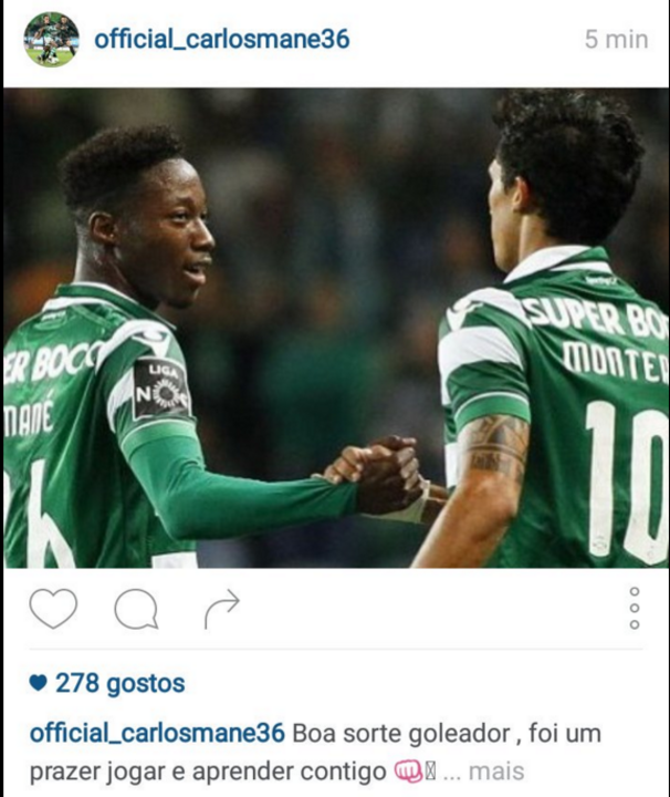 Mané despede-se de Montero no Instagram