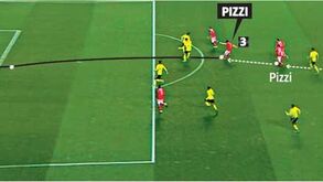 O slalom de Pizzi até teve direito a uma 'ajudinha'... inusitada