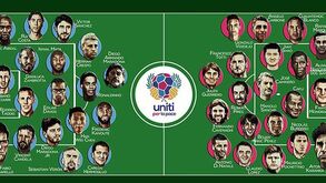 Rui Costa na equipa de Maradona e Ronaldinho