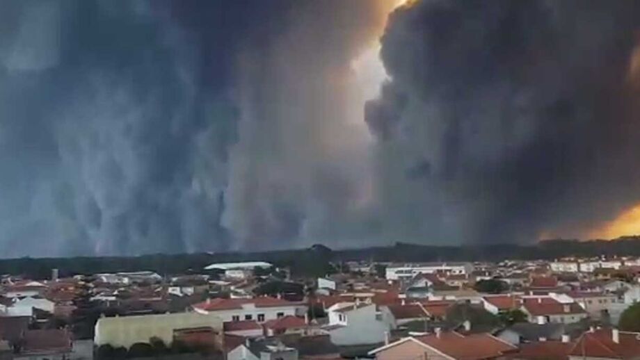 Um vídeo de Hélio Madeiras (bombeiro) mostrou a dimensão do incêndio em Vieira de Leiria durante a tarde