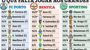 O que falta jogar a FC Porto, Benfica e Sporting