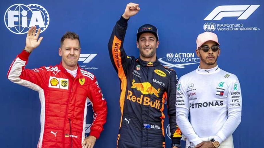 Ricciardo, Vettel e Hamilton