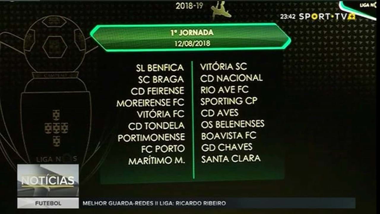 O calendário completo da Liga NOS 2018/19 - a segunda e ...