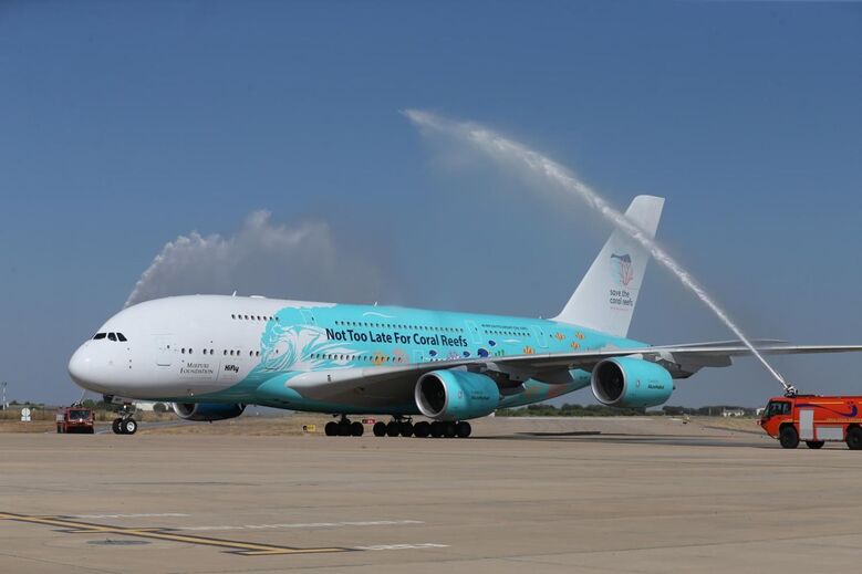 A380 no momento da aterragem no Aeroporto de Beja