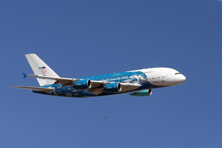 A380 no momento da aterragem no Aeroporto de Beja
