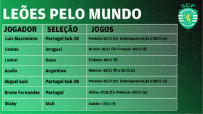 Os jogadores do Sporting que estarão ao serviço das seleções
