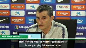 Valverde cauteloso em relação à utilização de Messi