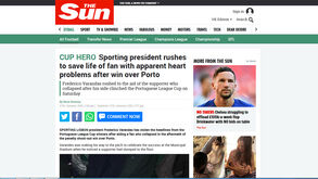 Gesto de Frederico Varandas após final da Allianz Cup destacado em Inglaterra