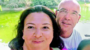 Rosa Grilo e o marido Luís durante um treino 