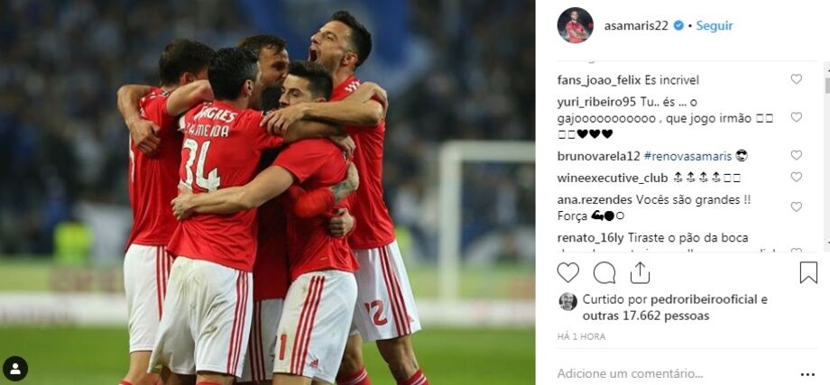 O guarda-redes comentou com a 'hashtag' 'Renova Samaris'