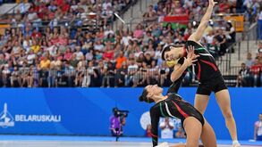João Salvado e Sara Silva foram oitavos em pares mistos da aeróbica em Minsk