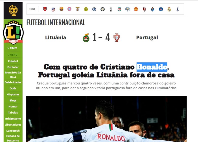 Como a imprensa internacional viu a vitória de Portugal, Futebol