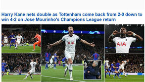 O que diz a imprensa inglesa da reviravolta do Tottenham de Mourinho na Liga dos Campeões