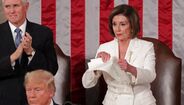 Nancy Pelosi rasga discurso de Donald Trump após Estado da União