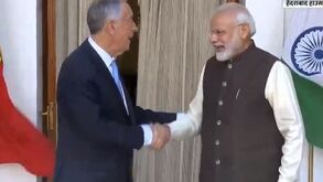 As imagens do aperto de mão de Marcelo ao primeiro-ministro da Índia que já são virais