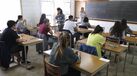 Exames nacionais sala de aulas alunos professores