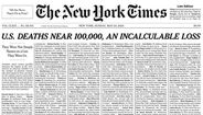 'Uma perda incalculável': Capa do The New York Times com alusão às vítimas de coronavírus corre o Mundo