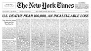 'Uma perda incalculável': Capa do The New York Times com alusão às vítimas de coronavírus corre o Mundo
