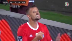 Seferovic fez o golo da tranquilidade do Benfica e celebrou com esta expressão para a bancada
