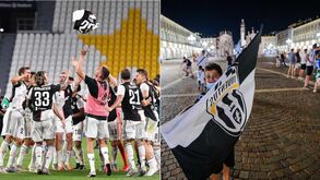 A festa da Juventus em pleno relvado e as ruas de Turim... com poucos adeptos