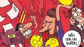 «Mais que um bordel»: cartoon polémico do 'L' Équipe' retrata saída de Messi do Barcelona