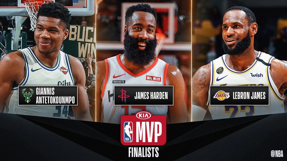 Antetokounmpo, LeBron James e Harden são os finalistas do MVP