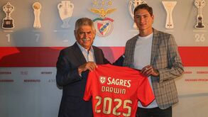 Darwin na apresentação pelo Benfica: «Gostaria que Cavani estivesse aqui»