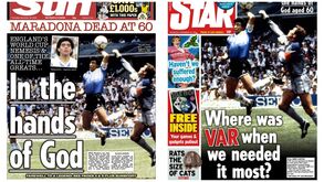 As capas dos jornais ingleses sobre Maradona que estão a causar indignação
