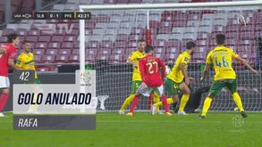 Rafa marcou para o Benfica, mas golo não valeu